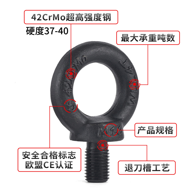 12.9级吊环螺丝高强度吊环螺栓发黑模具M10M12M16M20M30M36M42M56 - 图0