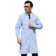 蓝色医生服白大褂工作服长袖松紧袖实验服男口腔药店护士服蓝大褂