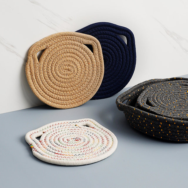 Nordic cotton thread anti-scalding round household cat ear insulation pad