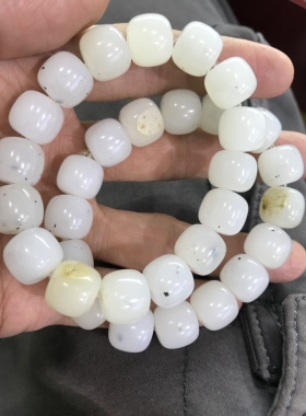 【璞玉斋】和田白玉点墨籽料手串手链