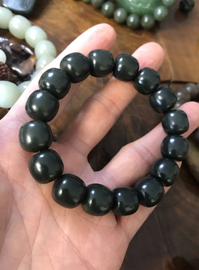 【璞玉斋】和田玉沙枣青籽玉手串59.5克