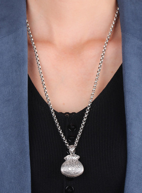 吊坠福袋挂坠银属相牛虎兔马羊猴鸡女款毛衣链