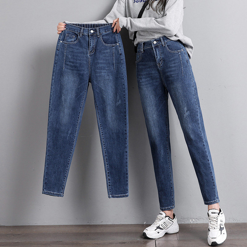 哈伦春秋2022年新款高腰宽松牛仔裤 风荷牛仔裤