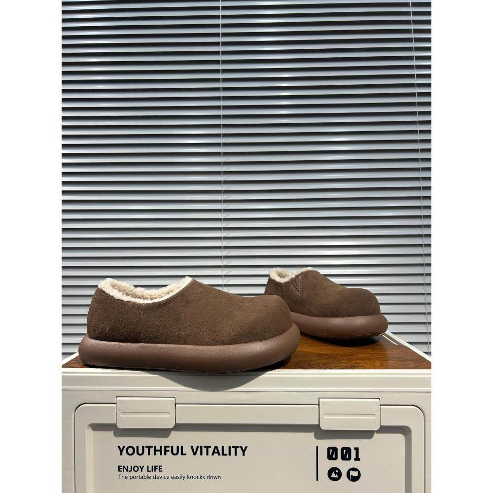 磨砂皮勃肯鞋男一脚蹬加绒保暖乐福鞋加厚毛毛鞋时尚舒适款懒人鞋,淘宝优惠券,粉丝福利购,淘宝优惠卷