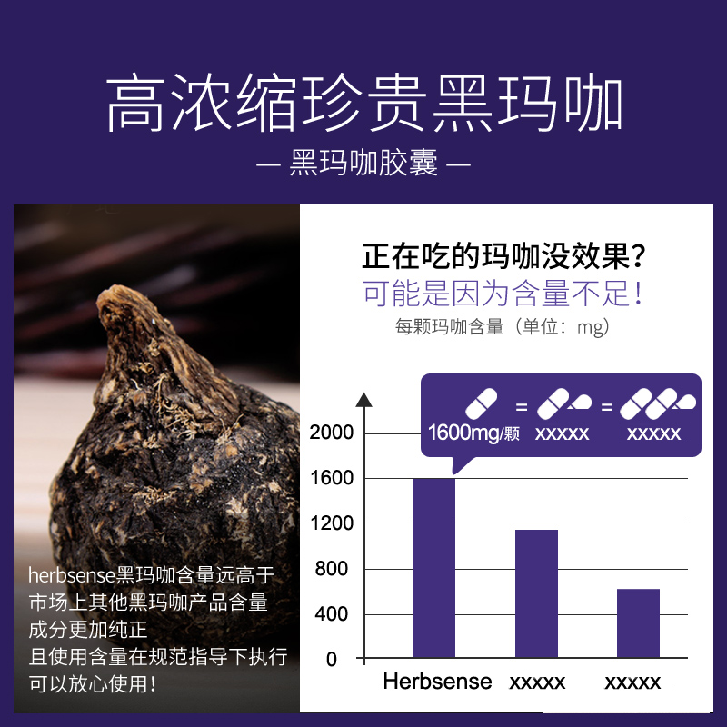 herbsense 2瓶黑玛咖胶囊 herbsense海外玛咖提取物
