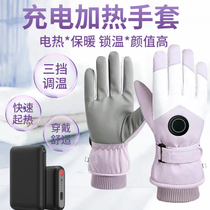 Lady Money Heating Gloves Electric Car Riding Warm Charging Heating Winter Cotton Plus Suede Lithium Battery Heating Gloves