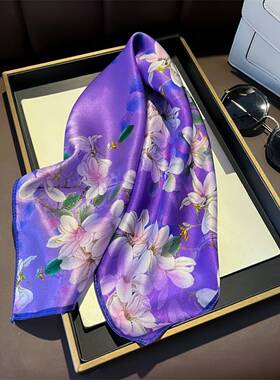 杭州丝绸真丝印花方巾系脖领巾