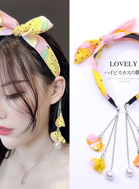 蝴蝶结耳环珍珠吊坠发箍飘带布艺