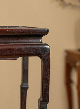 红木束腰弯腿花几摆件