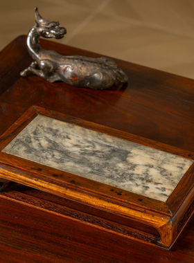 清代黄花梨云石束腰马蹄腿底座