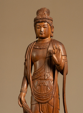 檀香木雕菩萨像供奉摆件