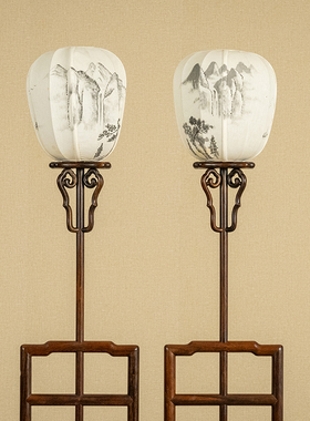 红木升降式灯架（一对）