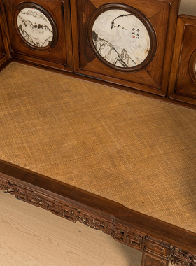 红木镶云石七屏风罗汉床