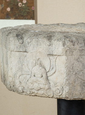 明代石雕佛像八角石台