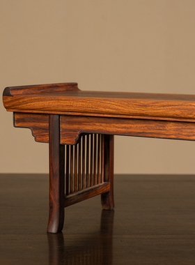 黄花梨夹头榫直棂翘头案中案摆件