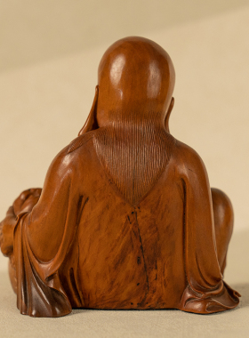 黄杨木雕刘海戏金蟾摆件