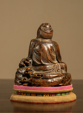 竹雕观鱼人物摆件古玩收藏