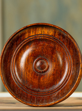 清代红木整挖弦纹圆形器座