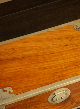 黄花梨铜包角文房盒摆件