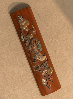 清代百宝嵌花鸟纹竹臂搁