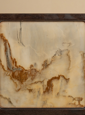 小叶紫檀镶云石云纹插屏