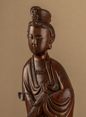 黄杨木雕观音像供奉摆件