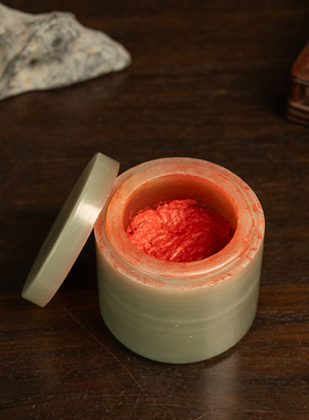 和田玉雕印泥盒古玩玉器收藏