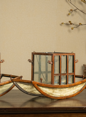 海南黄花梨船形宫灯（一对）