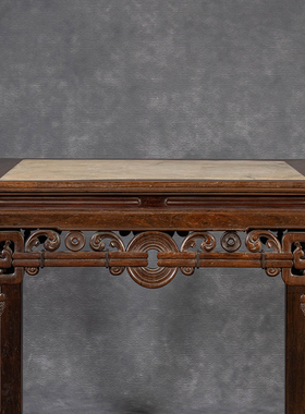 红木镶云石拱璧纹八仙桌