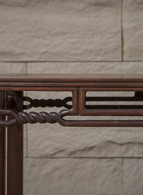 清代红木绳纹画桌明清古典老家具