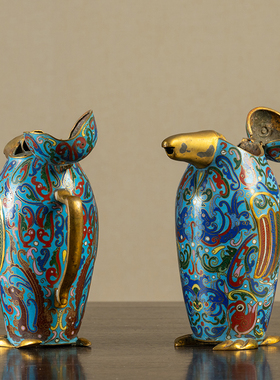 铜胎掐丝珐琅鸭形执壶