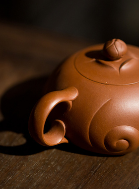 如意壶（工艺美术师  黄 飞制）天然紫砂泥 纯手工紫砂壶275ml