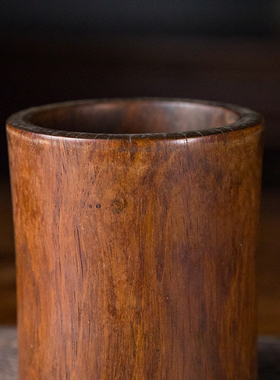 清代黄花梨束腰笔筒摆件