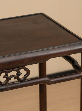 红木圆材拦水线如意卡字花香几