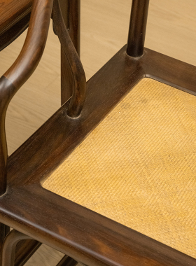 红木素工圈椅成套明清古典家具