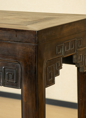 红木回纹四面平条桌明清古典