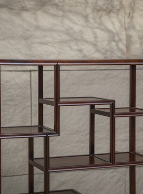 清代老红木博古架摆件