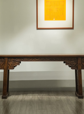 清代红木夹头榫螭龙纹翘头案明清古典老家俱收R藏老红木实木长条