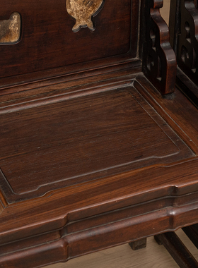 清代红木嵌云石背屏椅成堂