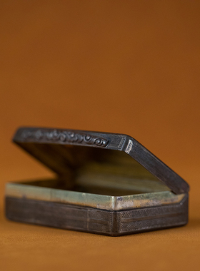 十九世纪西洋银制方盒老物件收藏品印制艺术品真品盖盒摆件