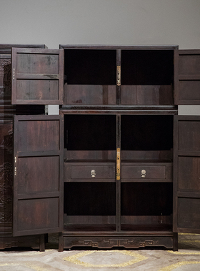 清中期小叶紫檀四件柜古董