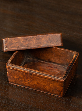 瘿木方形盖盒文房雅器