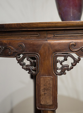 石面龙纹圆桌明清古典风老红木