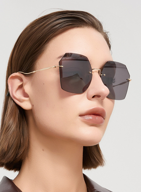 Hickmann高级感多边形无框太阳镜女潮流显脸小墨镜