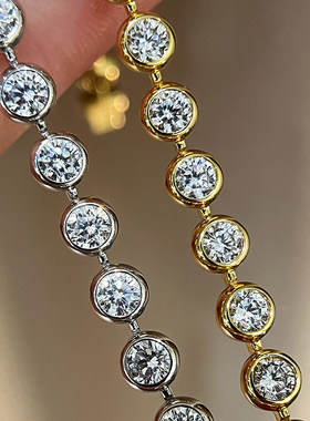 泡泡钻石手錬女纯银黄金