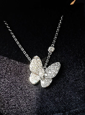 满钻蝴蝶项链女925纯银高