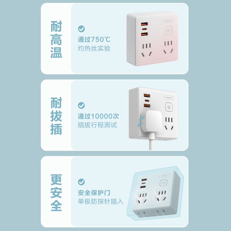 罗格朗插座排插板转换器插头扩展面板一转二三多孔多功能家用插排 - 图3