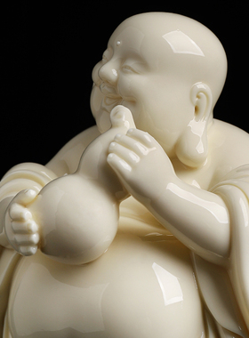 中国白陶瓷弥勒佛客厅玄关摆件