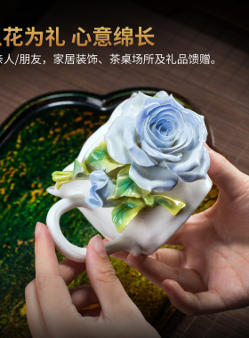 非遗手工陶瓷玫瑰咖啡杯礼物