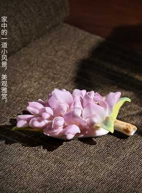 非遗手工陶瓷紫藤花冰箱贴摆件